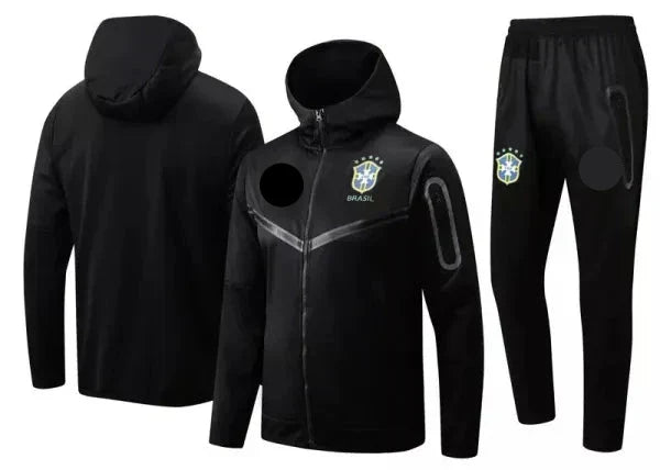 22-23 Brazil Black Hoodie Jacket Tracksuit