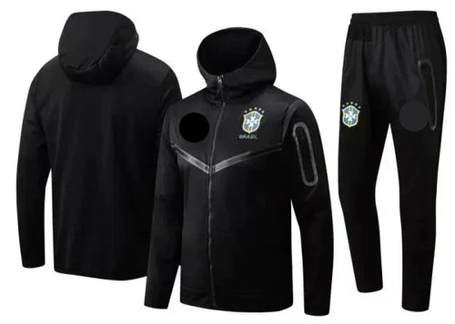 22-23 Brazil Black Hoodie Jacket Tracksuit