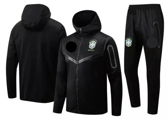 22-23 Brazil Black Hoodie Jacket Tracksuit
